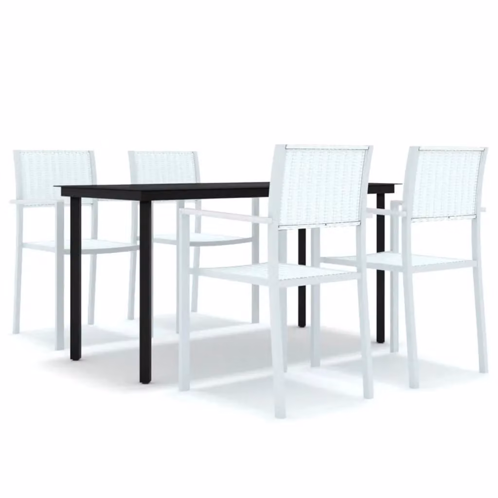 Berkfield Home 5 Piece Modern Garden Dining Set in White – 2