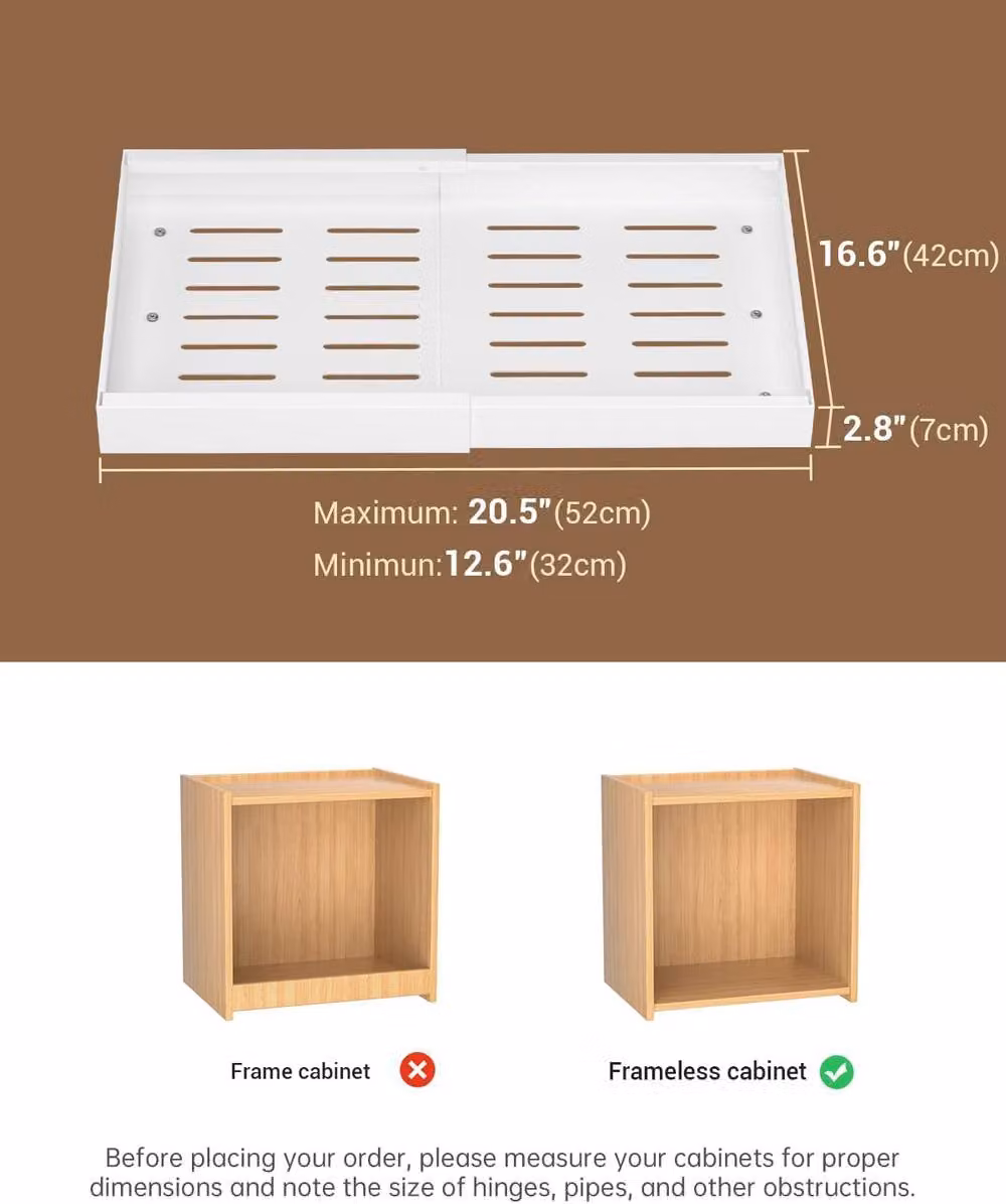 JANLEMNY Expandable Pull-Out Metal Cabinet Organisers for Kitchen and Bathroom Storage in White – 5