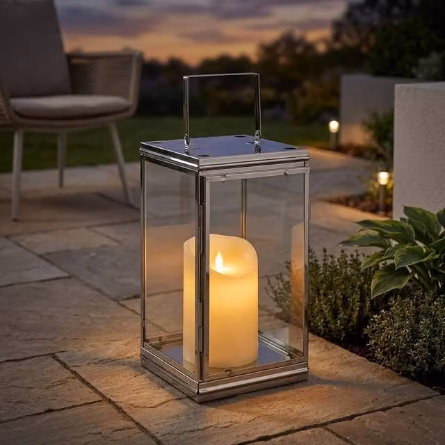 Garden Greatness Phoenix Contemporary Stainless Steel Lantern in Silver