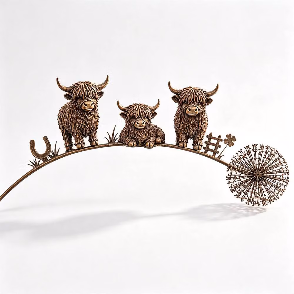 Quipulse Metal Floral Animal Ornaments in Brown – 2