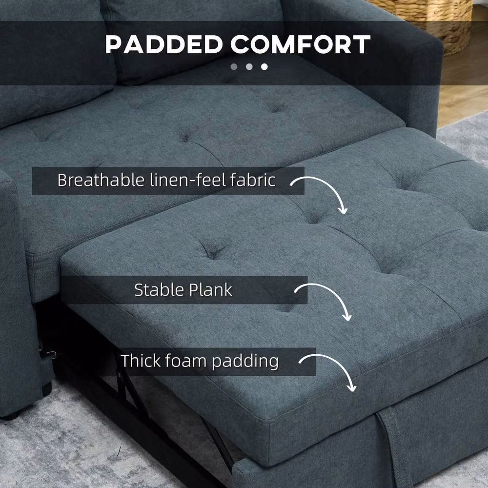 STILVORA 2 Seater Grey Velvet Click Clack Sofa Bed with Solid Wood Frame and Removable Covers – 6