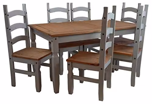 Mercers Furniture Corona Dining Table and 4 Chairs Set, Grey Waxed Solid Pine Wood, W/D/H: 152 x 92 x 76 cm – 3