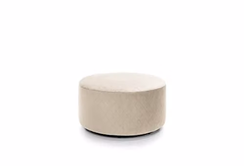 Abakus Direct Solero Velvet Swivel Footstool in Beige, Diameter: 73 cm, Height: 40 cm
