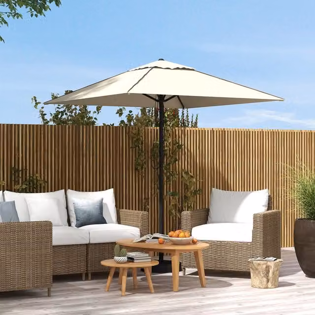 Outsunny Outdoor Parasol Umbrella with Vent and Piping Side in Beige