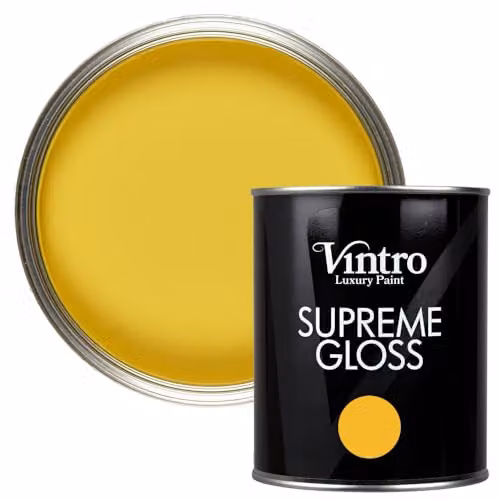 Vintro High Gloss Water Based Interior and Exterior Paint for Walls, Wood and Trim, Sunflower Yellow, 1 l