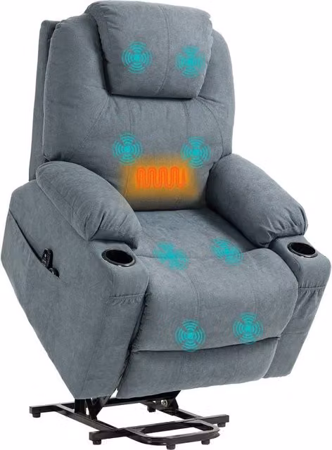 HOMCOM Riser and Recliner Chair with Vibration Massage and Heat in Dark Grey