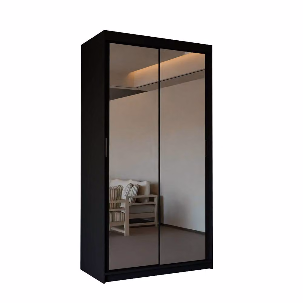 Sliding Wardrobes 4U Modern Double Sliding Door Wardrobe in Black, W/H: 90 x 200 cm – 2