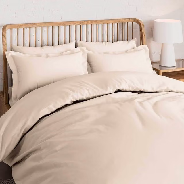 Bedeck Luxury 500 Thread Count Mako Satin Cotton Duvet Cover, Beige, Kingsize