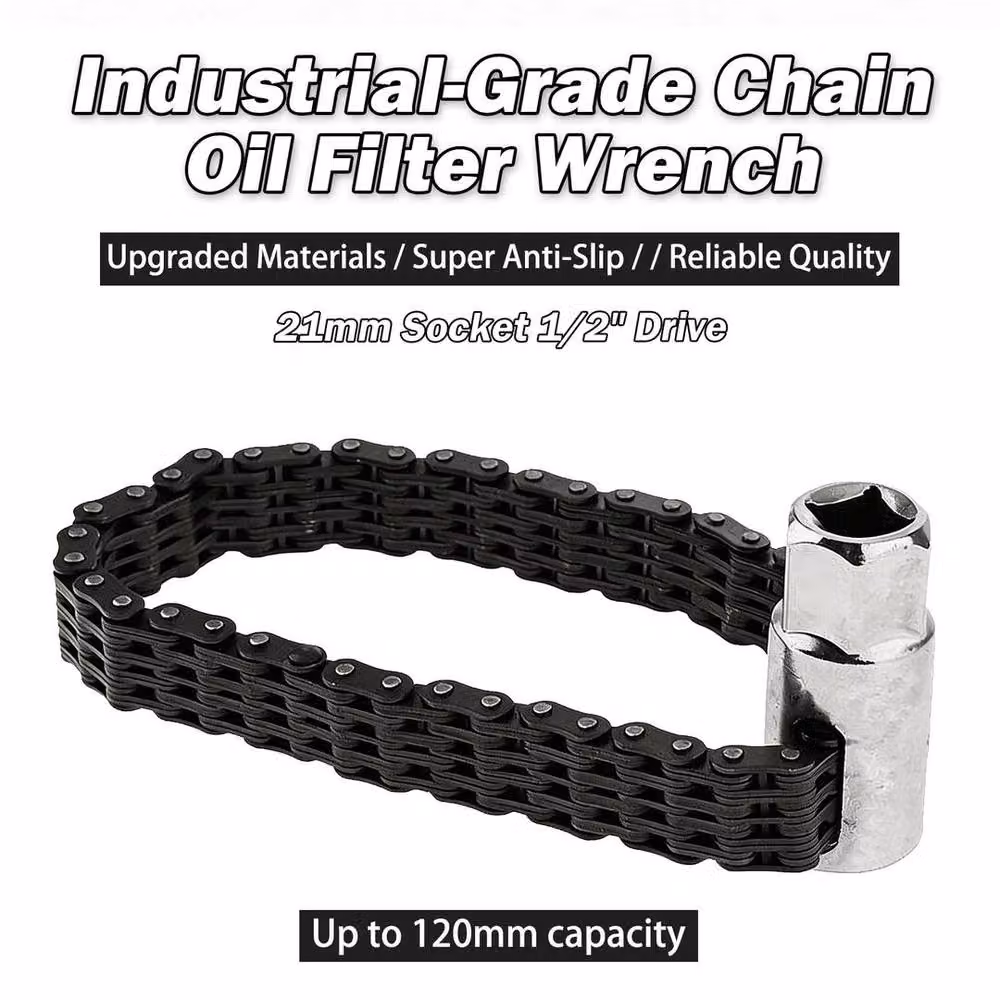 NESTLUNE Heavy Duty Car Oil Filter Wrench Chain Spanner Socket, Black, 1/2 inch – 6