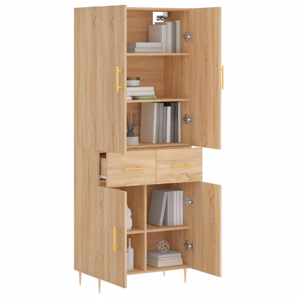 Berkfield Home Sonoma Oak Highboard in Brown, W: 69.5 cm, D: 34 cm, H: 180 cm – 2