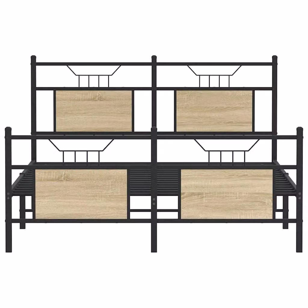 Berkfield Home Sonoma Oak Bed Frame in Brown, W/D/H: 140 x 190 cm – 3