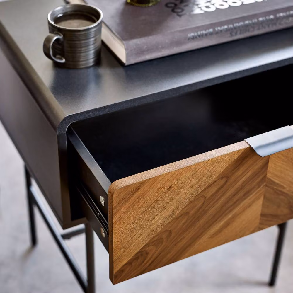 Cheshire Strathmore 1 Drawer Lamp Table in Black and Natural Wood – 5