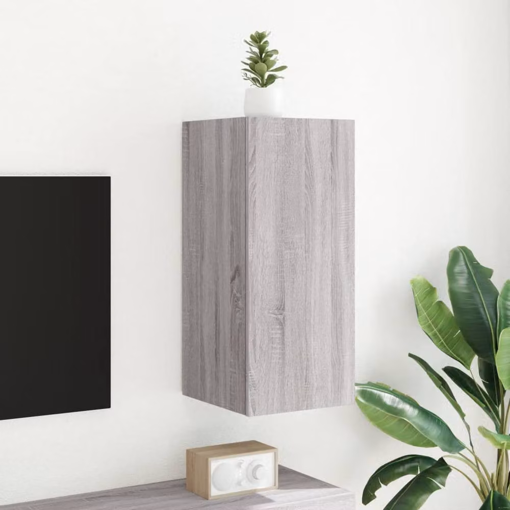Berkfield Home Modern Wall Mounted TV Cabinet with Integrated LED Lights in Grey Sonoma, W/D/H: 30.5 x 35 x 70 cm – 3