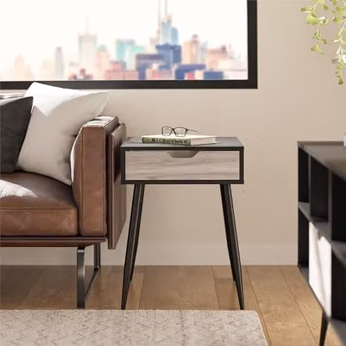 DHP Furniture Copley Mid Century End and Side Table, Brown, W: 46 cm, D: 59 cm, H: 61 cm – 2
