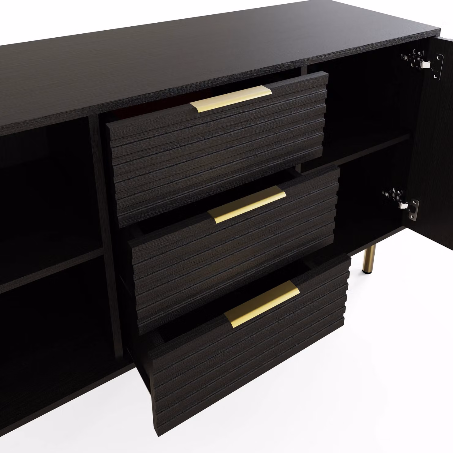 GFW Nervata Black and Gold 2 Door 3 Drawer Sideboard – 4