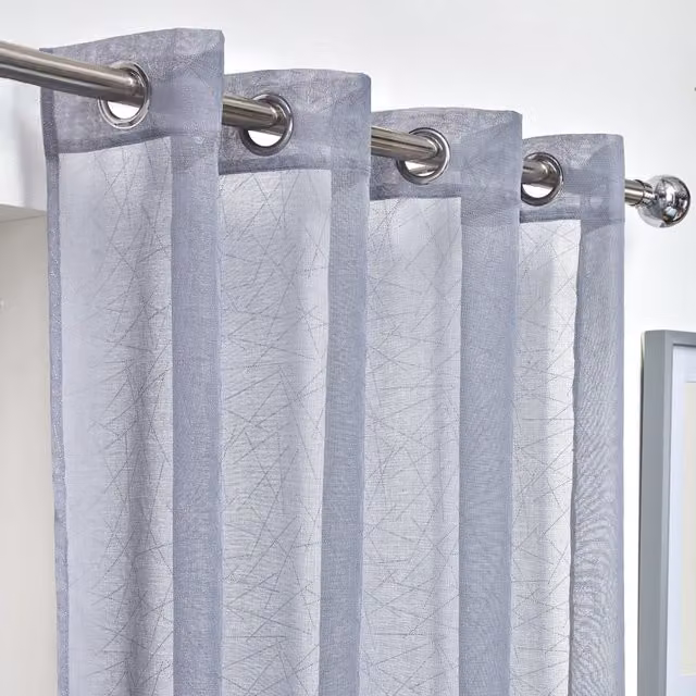 NewEdgeBlinds Aries Eyelet Voile Curtains in Silver and Grey, Width: 228 cm