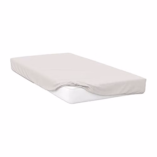 Belledorm Egyptian Cotton 200 Thread Count Percale Fitted Sheet, Single, Grey/White, W/D/H: 90 x 190 x 30 cm