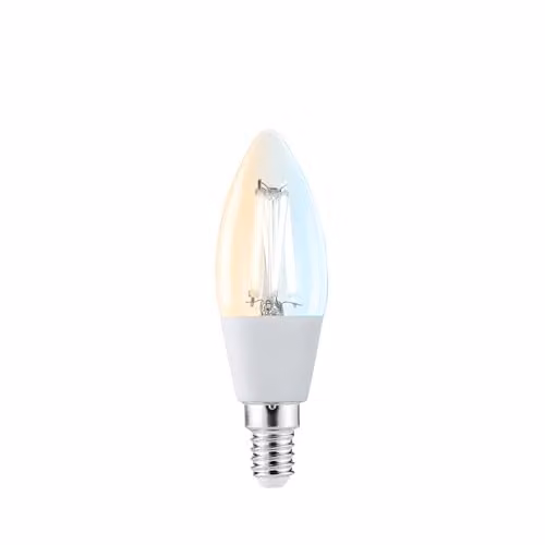 SYLVANIA SylSmart E14 Smart LED Candle Bulb, Dimmable Tuneable White Retro Fit Light with App and Voice Control for Alexa, Google Assistant and Apple HomeKit, White and Transparent