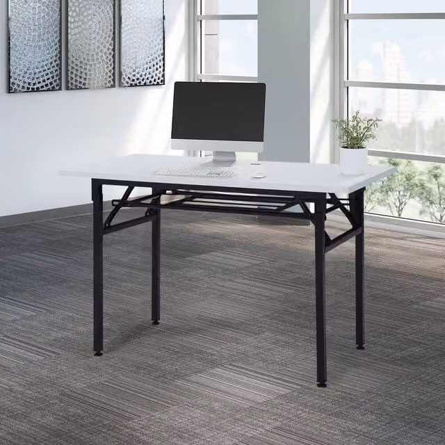 EONLION Folding Computer Desk for Home Office in White, Width: 100 cm