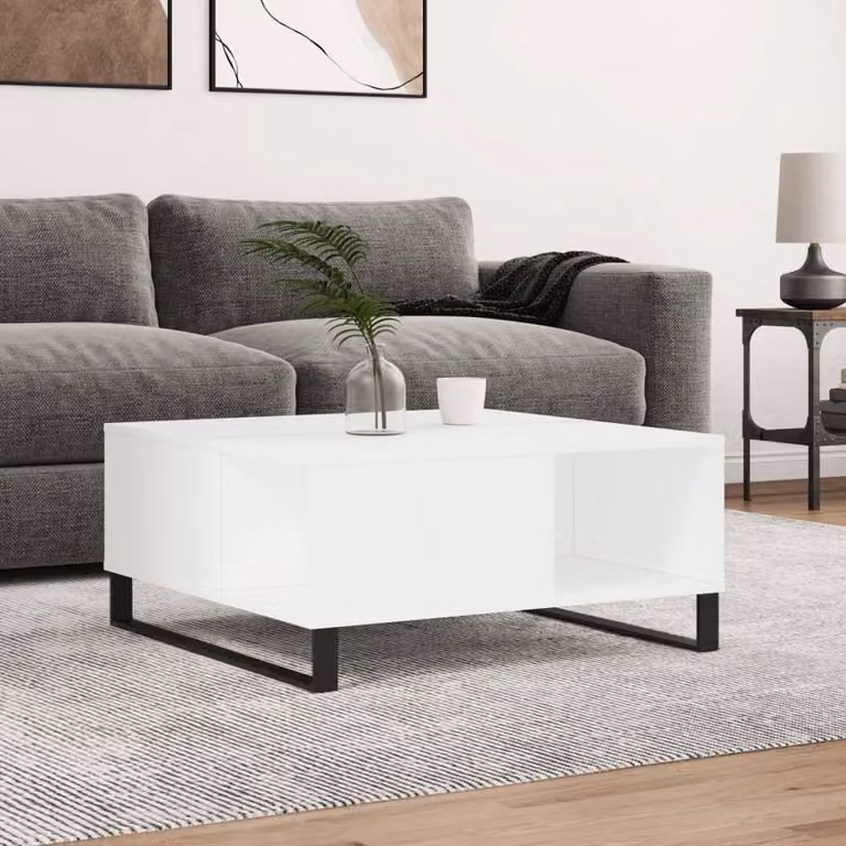 Berkfield Home Modern Square Coffee Table in White, W/D/H: 80 x 80 x 36.5 cm
