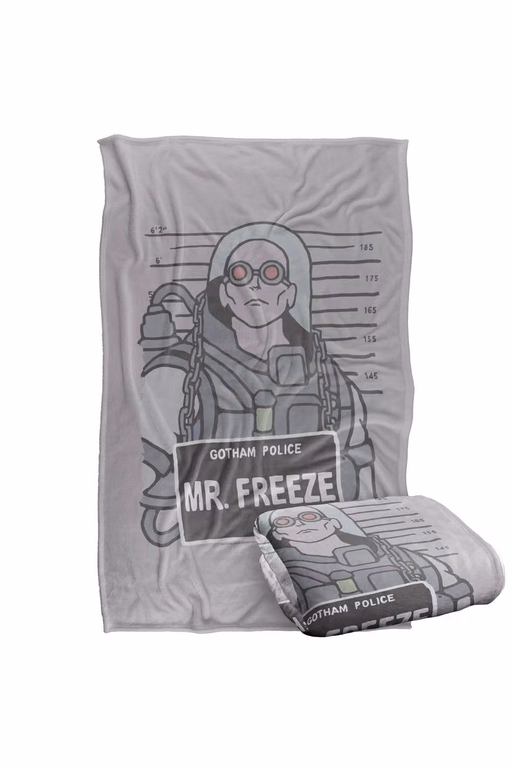 Warner Bros. Batman The Mr. Freeze Mugshot Super Soft Fluffy Polyester Throw Blanket in Grey and Multicolour, Large – 2