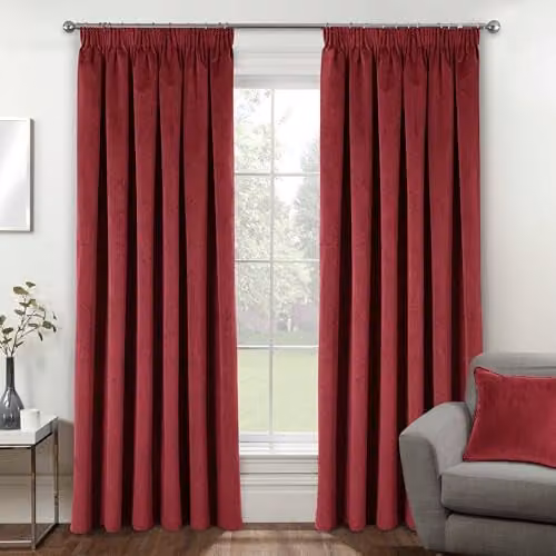Enhanced Living Red Velvet 100% Blackout Thermal Curtains with Tape Top, W: 229 cm, H: 183 cm – 1