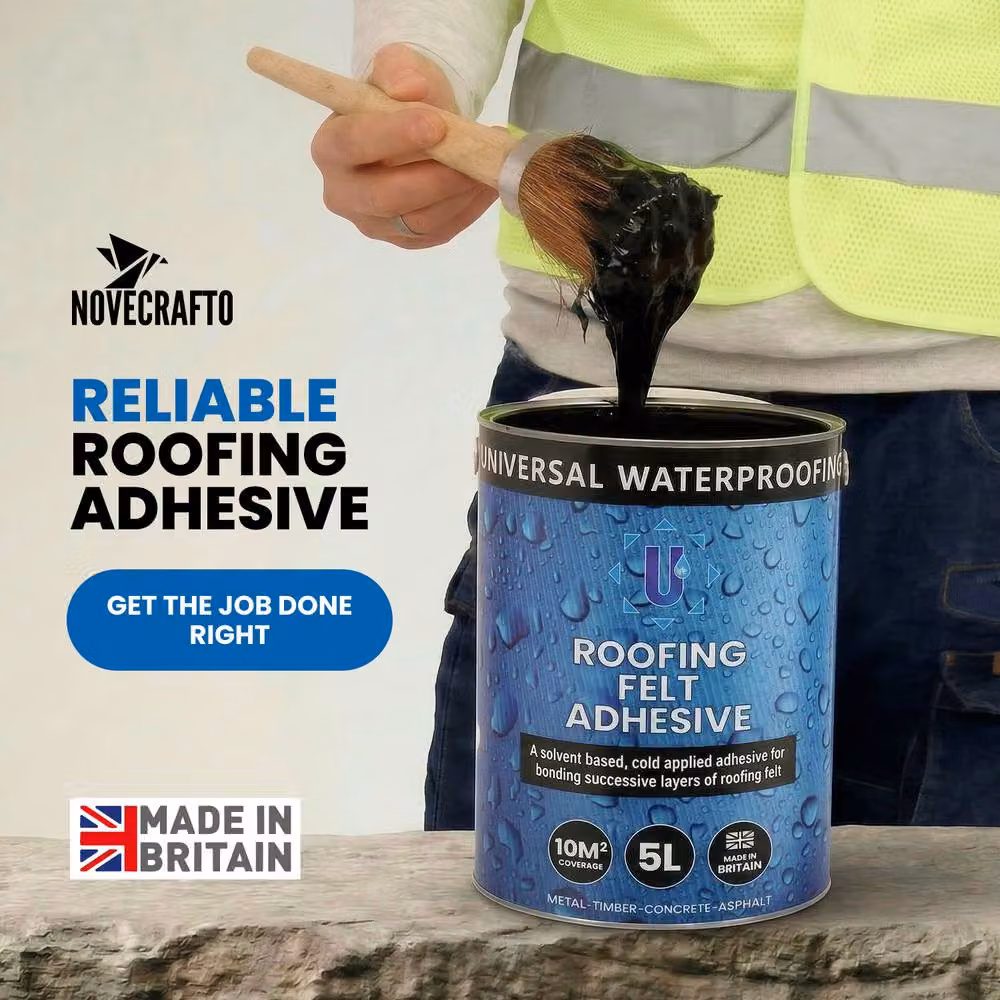 Novecrafto Waterproof Cold Applied Bitumen Roof Felt Adhesive, 5L, Black – 8