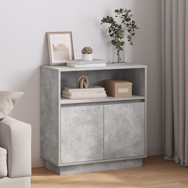 Berkfield Home Modern Sideboard in Concrete Grey with Integrated LED Lighting, W/D/H: 75 x 34.5 x 71 cm – 1