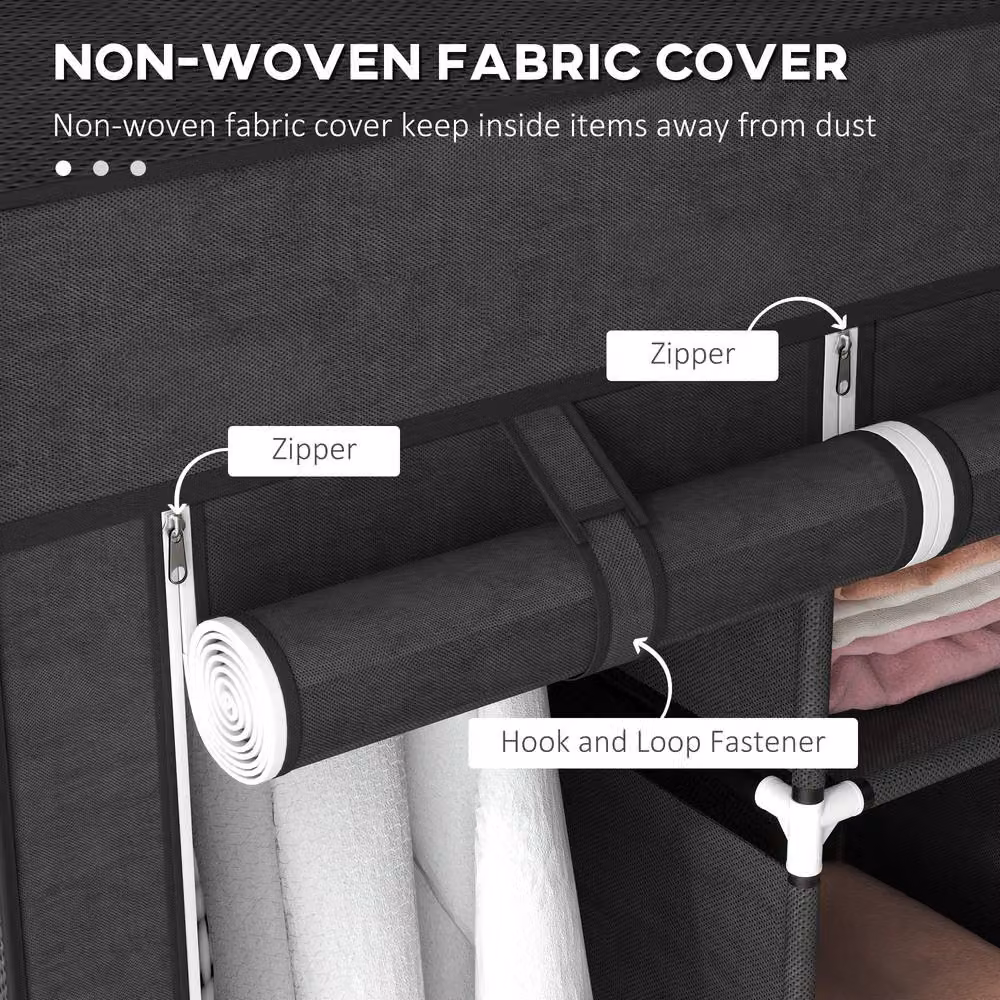 STILVORA Modern Black Roll Shutter Wardrobe with Hanging Rod and Internal Shelves, H 162.5 x W 125.0 cm – 5