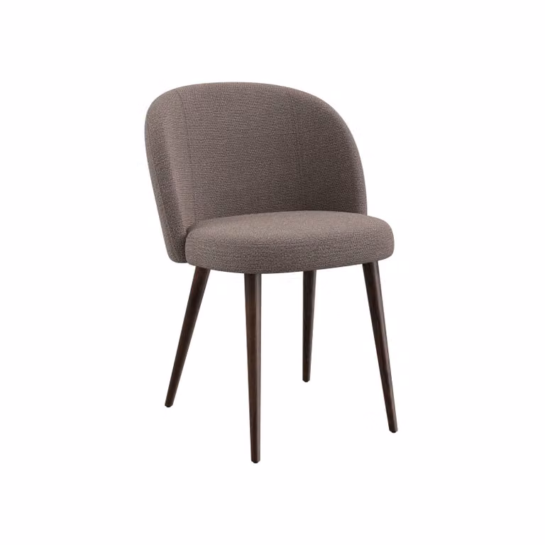 Dome Deco NIKO Dining Chair in Brown Fabric with Beech Wood Frame