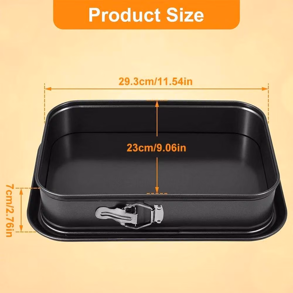 PAWNORA Non-Stick Rectangular Springform Cake Tin with Loose Base, Black, W: 32.7 cm, D: 23 cm, H: 7 cm – 3