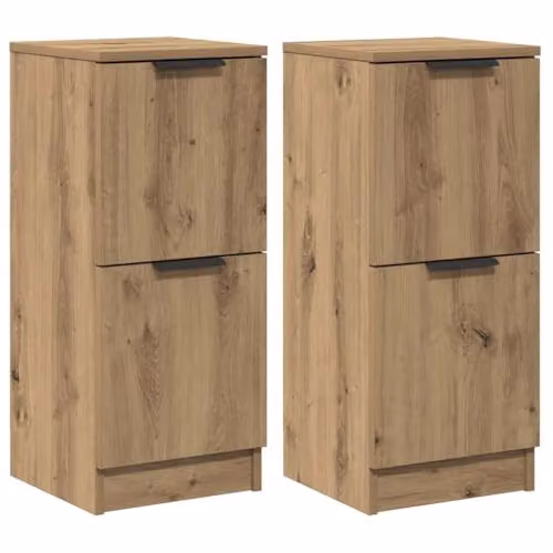 vidaXL Set of 2 Artisan Oak Sideboards in Brown, W/D/H: 30 x 30 x 70 cm