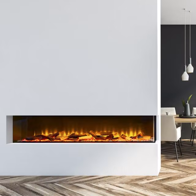 Acantha Aspire 150 Corner View Media Wall Electric Fire, Black