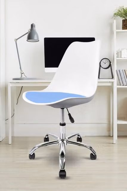 Fusion Living Soho Blue Plastic Dining Chair with Swivel Base