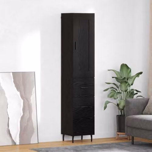 vidaXL Modern Tall Unit in Black Oak with Hinged Doors, W/D/H: 34.5 x 34 x 180 cm – 2