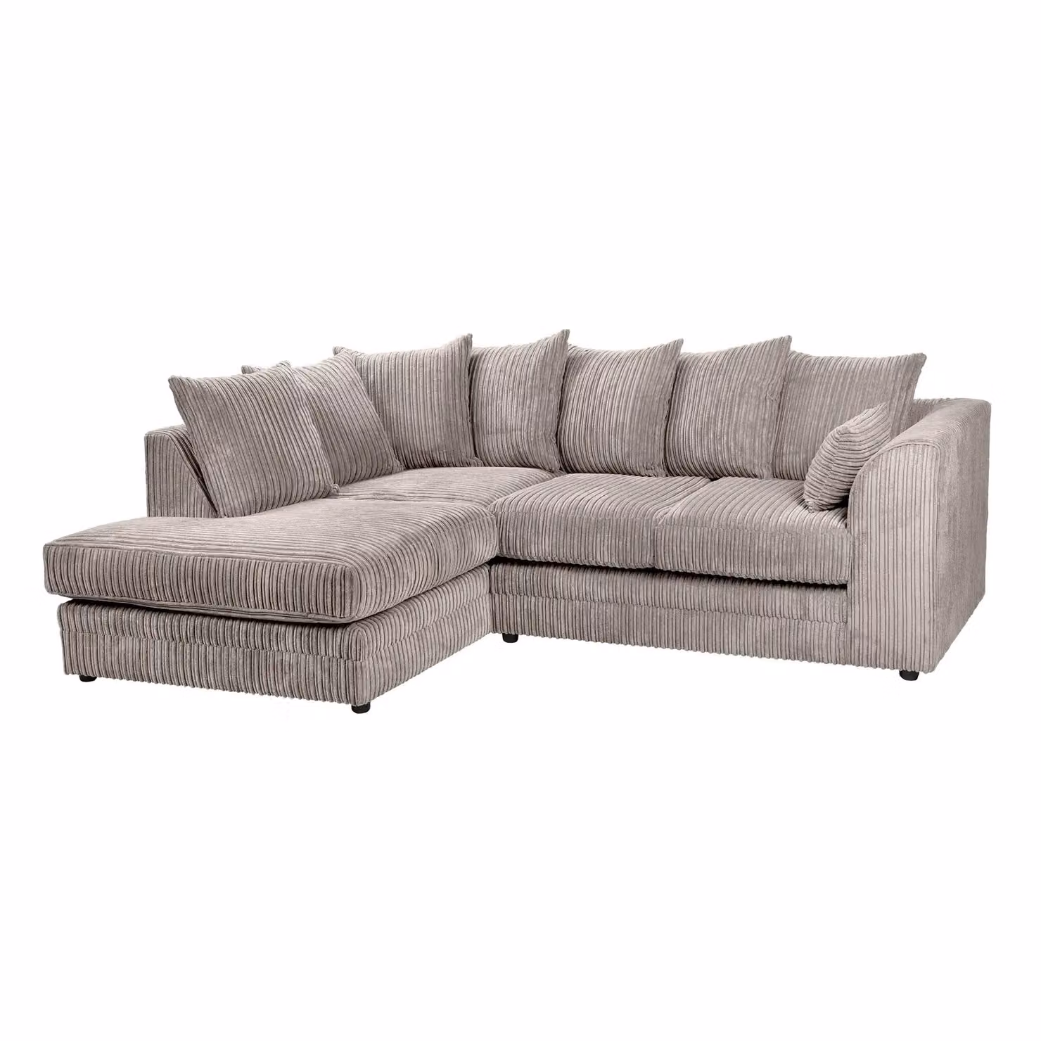SquareBoxx Lennox Jumbo Cord Corner Sofa with Left Hand Facing Chaise in Grey – 2