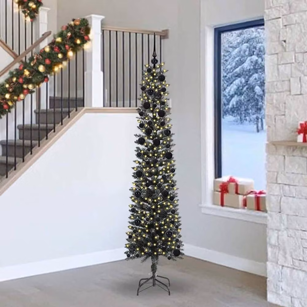 Berkfield Home Elegant Green Artificial Christmas Tree with 300 LEDs, W/D/H: 58 x 58 x 240 cm – 2