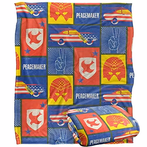 LOGOVISION Peacemaker Super Soft Fleece Throw Blanket, Multicolour and White, W/D/H: 152 x 127 cm – 1