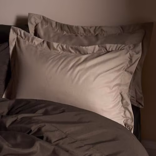 OHS 2 Pack Soft Microfibre Oxford Pillowcases with Envelope Closure, Natural, W: 50 cm, H: 75 cm