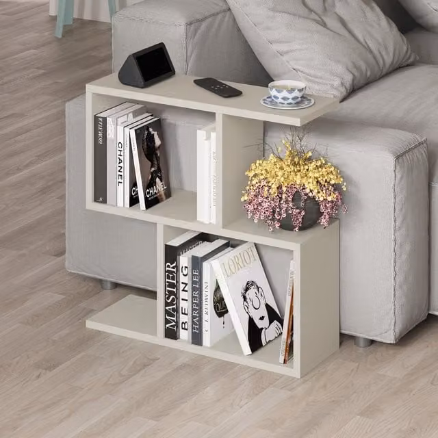 Decortie Homemania Modern 4-Compartment Side Table in Sand, W/D/H: 60 x 60 x 19.5 cm – 1