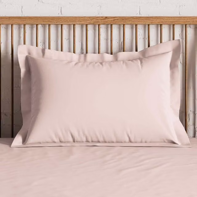Bedeck Pair of Pink 500 Thread Count Plain Dye Cotton Oxford Pillowcases