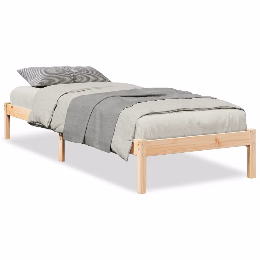 Berkfield Home Extra Long Solid Wood Pine Bed Frame in Brown, W/D/H: 90 x 220 cm – 2