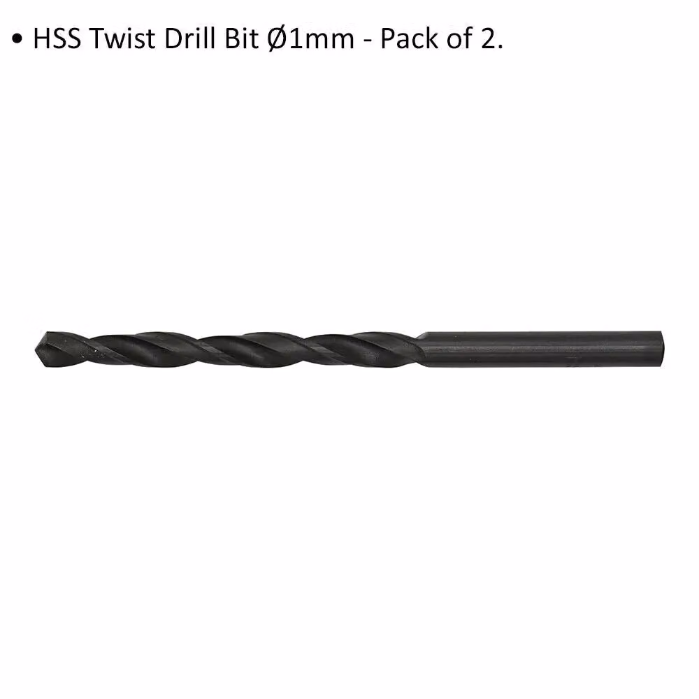 Loops 2 Pack HSS Twist Drill Bits in Silver and Black, Diameter: 1 mm, Length: 30 mm – 2