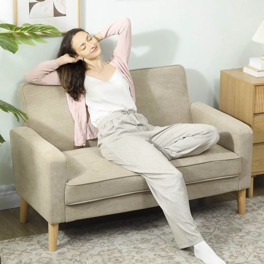 NESTLUNE 2 Seater Velvet Upholstered Loveseat in Grey, W: 100 cm, D: 60 cm – 2