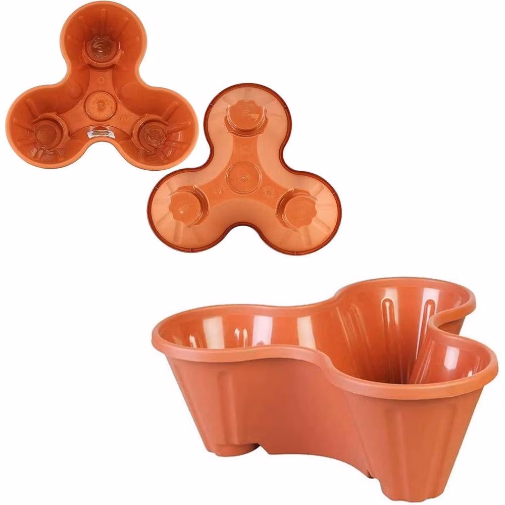 EONLION Set of 6 Trio Stacking Plastic Garden Planter Tubs in Terracotta Brown – 4