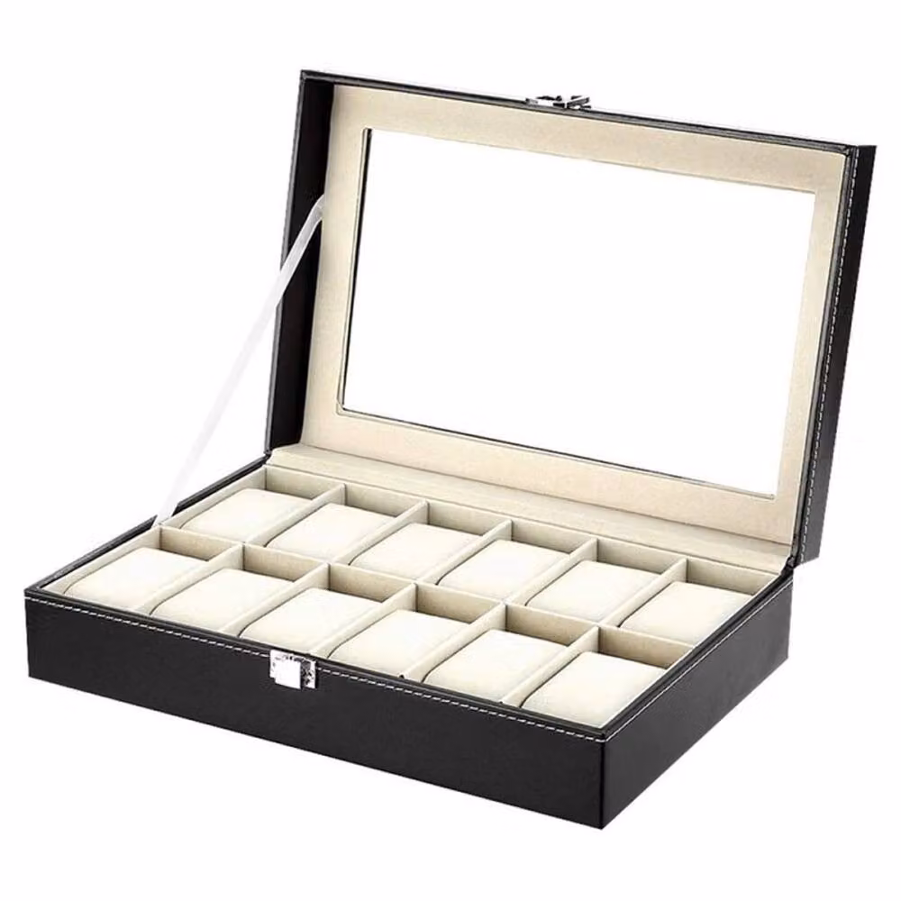 VOGREX 12 Grid Watch Display and Collection Storage Case in Black – 2