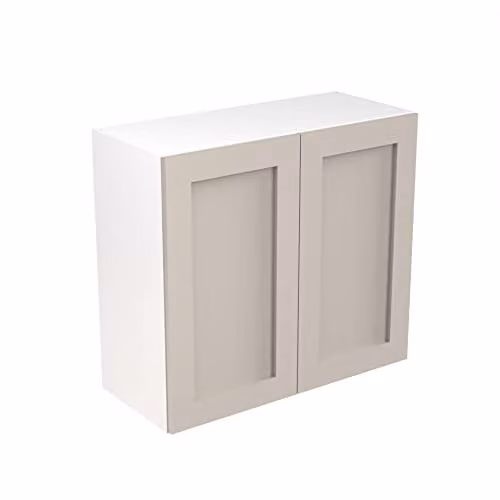 Kitchen Kit Shaker Door Flatpack Wall Cabinet in Light Grey Matt, W/D/H: 80.0 x 33.0 x 72.0 cm
