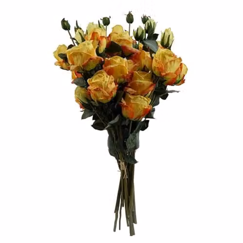 Leaf Design Yellow Artificial Rose Floral Arrangement – 1