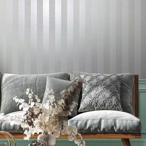 Galerie 82049 Industrial Effects White Pearl Stripe Non-Woven Wallpaper