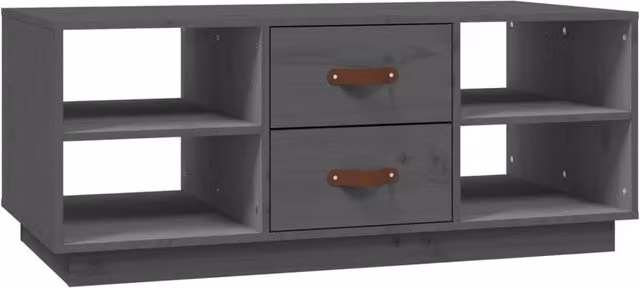 Berkfield Home Grey Rustic Solid Pine Coffee Table W/D/H: 100 x 50 x 41 cm – 1